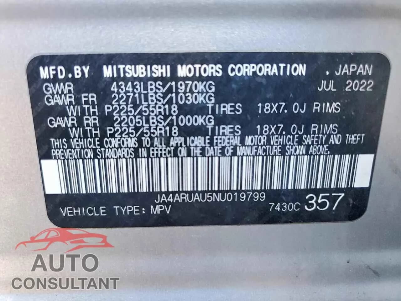 2022 MITSUBISHI OUTLANDER Used VIN JA4ARUAU5NU019799 – photo 14 2022 MITSUBISHI OUTLANDER Used VIN JA4ARUAU5NU019799 – photo 14