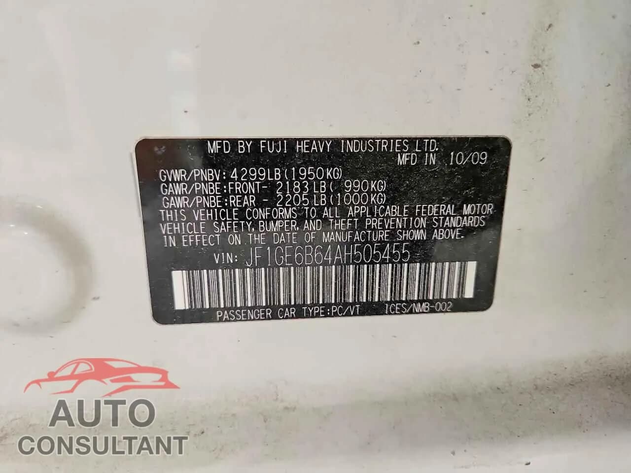 2010 SUBARU IMPREZA Used VIN JF1GE6B64AH505455 – photo 12 2010 SUBARU IMPREZA Used VIN JF1GE6B64AH505455 – photo 12