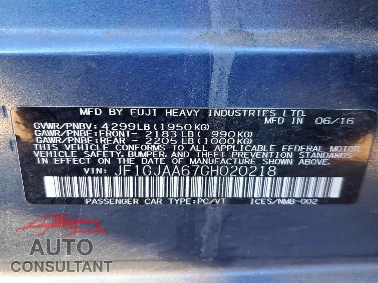 2016 SUBARU IMPREZA Damaged VIN JF1GJAA67GH020218 – photo 12 2016 SUBARU IMPREZA Damaged VIN JF1GJAA67GH020218 – photo 12