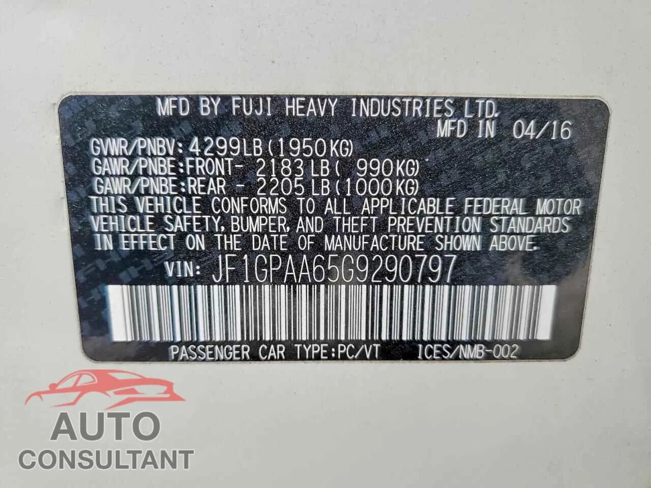 2016 SUBARU IMPREZA Damaged VIN JF1GPAA65G9290797 – photo 12 2016 SUBARU IMPREZA Damaged VIN JF1GPAA65G9290797 – photo 12