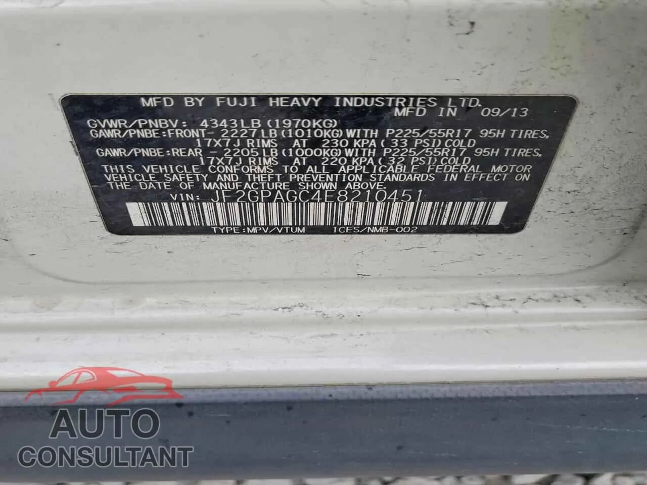 2014 SUBARU XV Damaged VIN JF2GPAGC4E8210451 – photo 13 2014 SUBARU XV Damaged VIN JF2GPAGC4E8210451 – photo 13