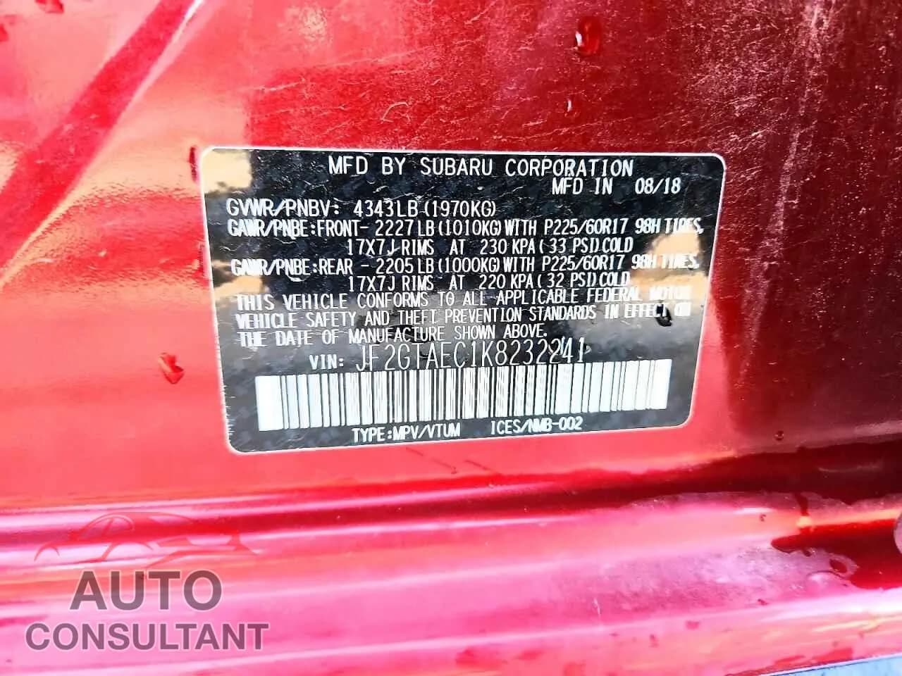 2019 SUBARU CROSSTREK Damaged VIN JF2GTAEC1K8232241 – photo 14 2019 SUBARU CROSSTREK Damaged VIN JF2GTAEC1K8232241 – photo 14