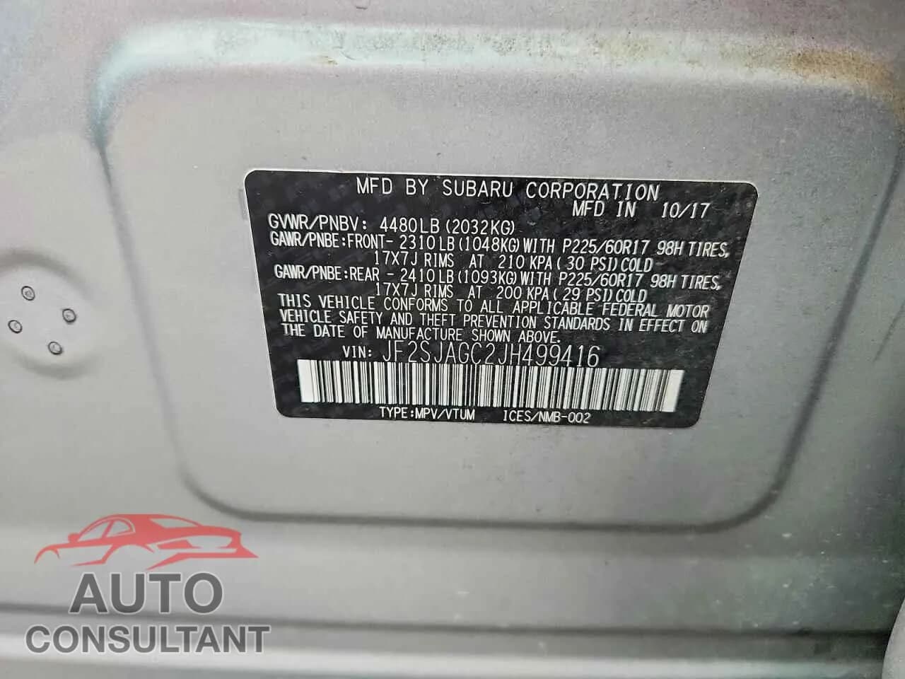 2018 SUBARU FORESTER Damaged VIN JF2SJAGC2JH499416 – photo 13 2018 SUBARU FORESTER Damaged VIN JF2SJAGC2JH499416 – photo 13