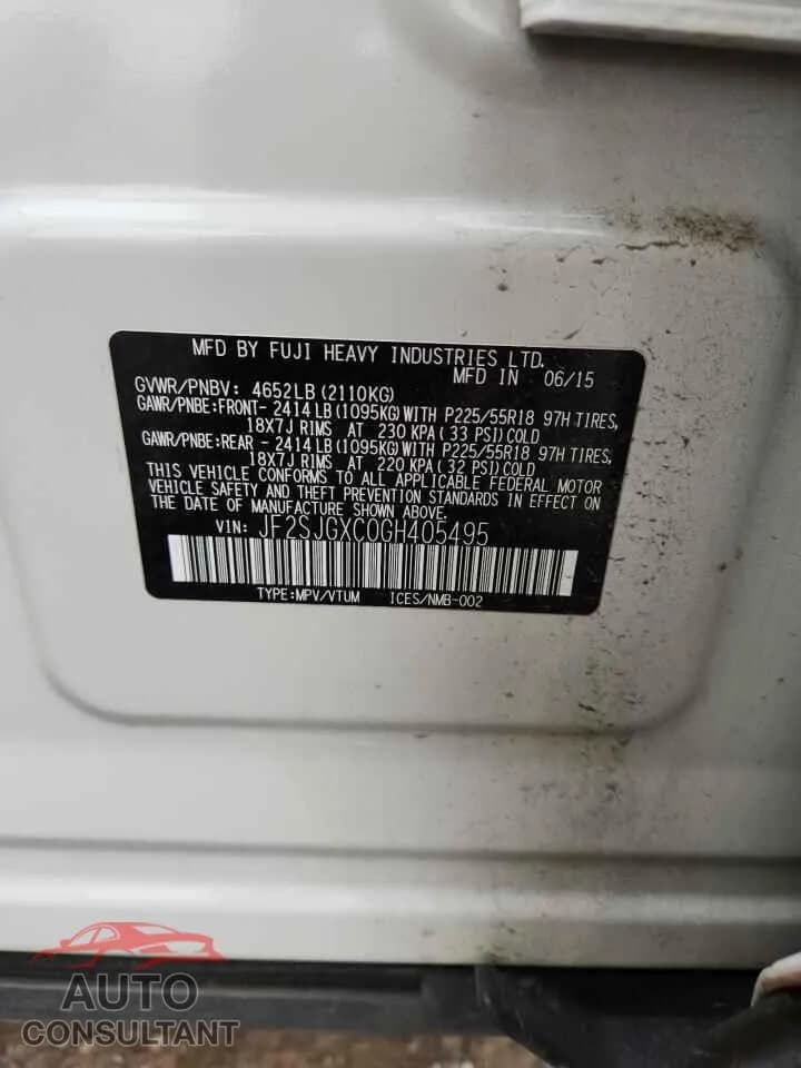 2016 SUBARU FORESTER Damaged VIN JF2SJGXC0GH405495 – photo 13 2016 SUBARU FORESTER Damaged VIN JF2SJGXC0GH405495 – photo 13