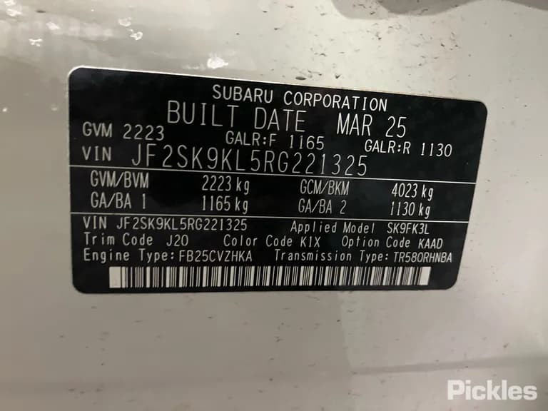 2025 Subaru Forester Used VIN JF2SK9KL5RG221325 – dashboard 2025 Subaru Forester Used VIN JF2SK9KL5RG221325 – dashboard