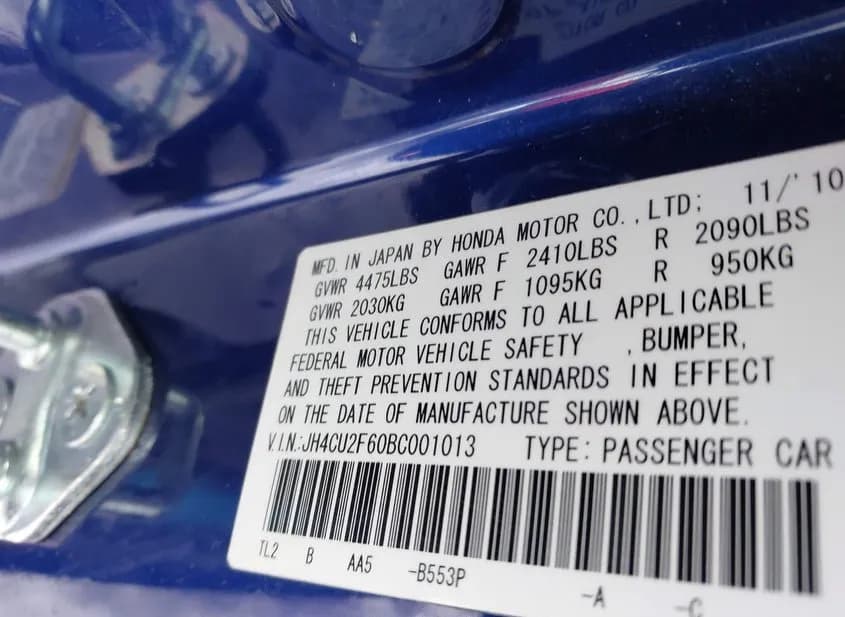 2011 ACURA TSX Used VIN JH4CU2F60BC001013 – undercarriage 2011 ACURA TSX Used VIN JH4CU2F60BC001013 – undercarriage
