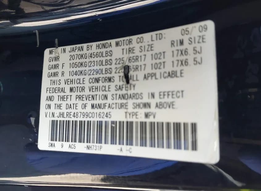 2009 HONDA CR-V Used VIN JHLRE48799C016245 – photo 13 2009 HONDA CR-V Used VIN JHLRE48799C016245 – photo 13