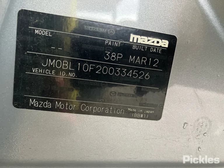 2012 Mazda 3 Used VIN JM0BL10F200334526 – odometer reading 2012 Mazda 3 Used VIN JM0BL10F200334526 – odometer reading