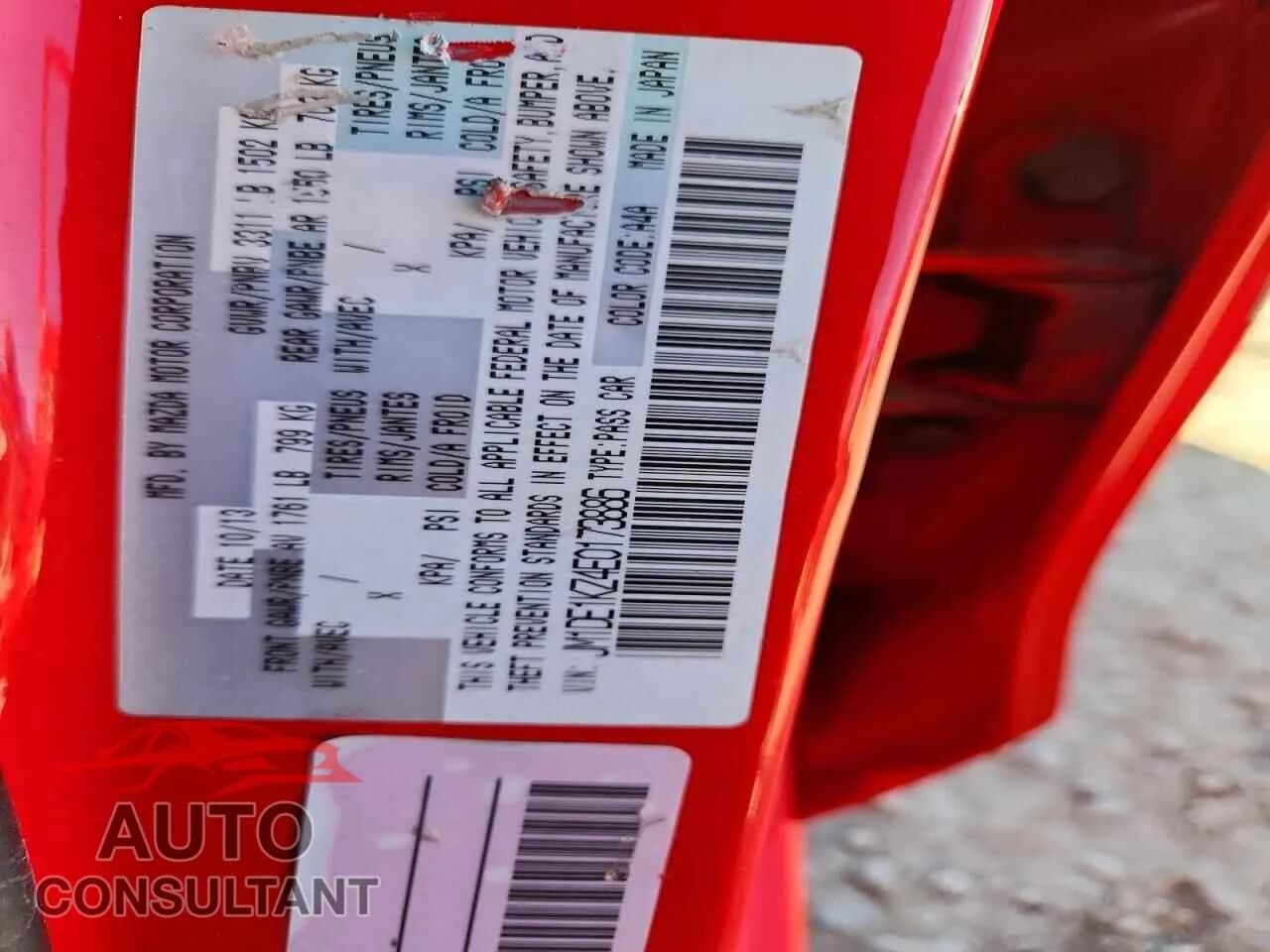 2014 MAZDA 2 Damaged VIN JM1DE1KZ4E0173886 – photo 13 2014 MAZDA 2 Damaged VIN JM1DE1KZ4E0173886 – photo 13