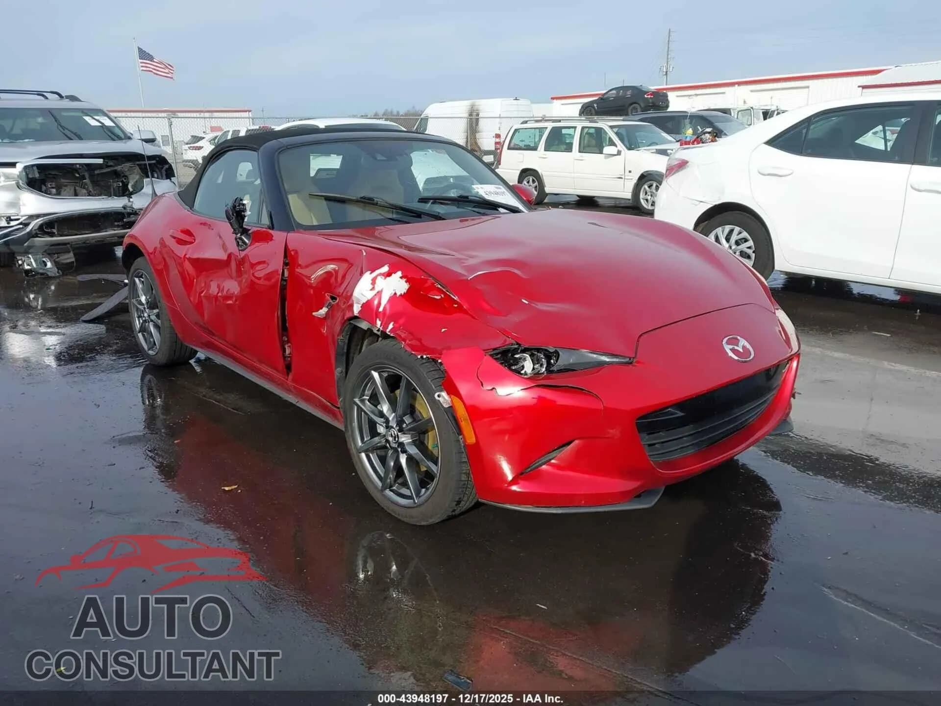 2016 MAZDA MX-5 MIATA Damaged VIN JM1NDAD77G0100856 – front exterior 2016 MAZDA MX-5 MIATA Damaged VIN JM1NDAD77G0100856 – front exterior