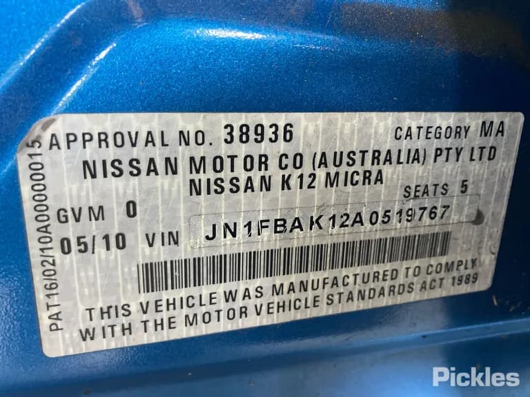 2010 Nissan Micra Used VIN JN1FBAK12A0519767 – dashboard 2010 Nissan Micra Used VIN JN1FBAK12A0519767 – dashboard