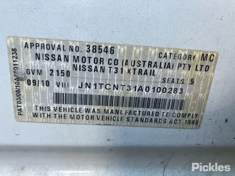 2010 Nissan X-Trail Used VIN JN1TCNT31A0100283 – side profile 2010 Nissan X-Trail Used VIN JN1TCNT31A0100283 – side profile