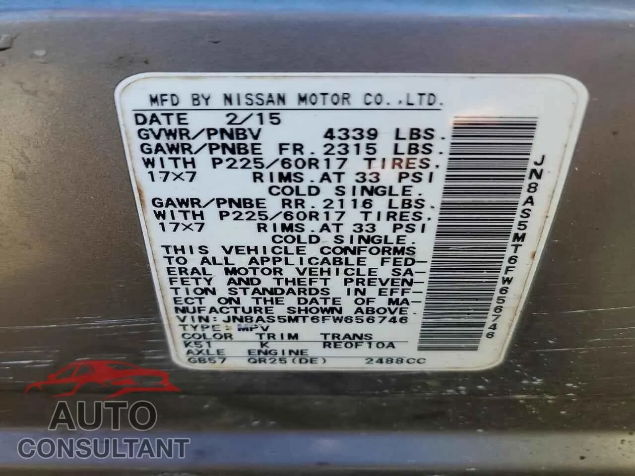 2015 NISSAN ROGUE Damaged VIN JN8AS5MT6FW656746 – photo 12 2015 NISSAN ROGUE Damaged VIN JN8AS5MT6FW656746 – photo 12