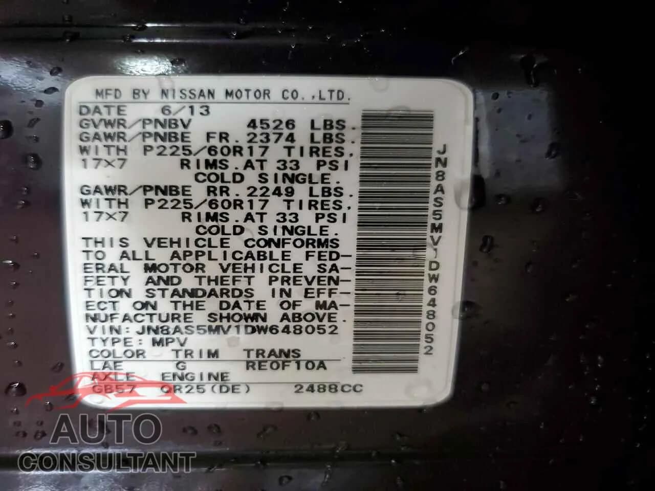 2013 NISSAN ROGUE Damaged VIN JN8AS5MV1DW648052 – photo 12 2013 NISSAN ROGUE Damaged VIN JN8AS5MV1DW648052 – photo 12