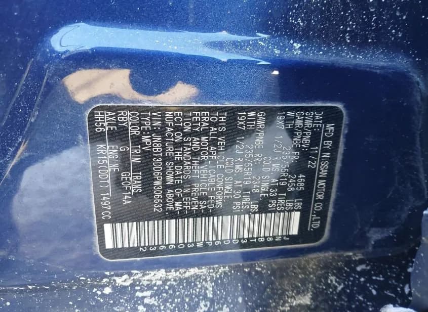 2023 NISSAN Rogue Used VIN JN8BT3DD6PW306632 – trunk area 2023 NISSAN Rogue Used VIN JN8BT3DD6PW306632 – trunk area