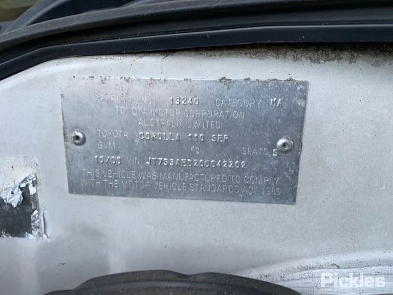 2000 Toyota Corolla Used VIN JT753AEB200042202 – dashboard 2000 Toyota Corolla Used VIN JT753AEB200042202 – dashboard