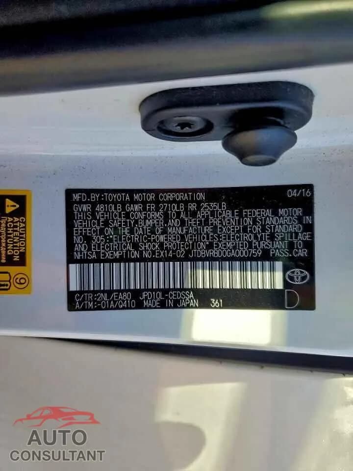 2016 TOYOTA MIRAI Damaged VIN JTDBVRBD0GA000759 – photo 12 2016 TOYOTA MIRAI Damaged VIN JTDBVRBD0GA000759 – photo 12