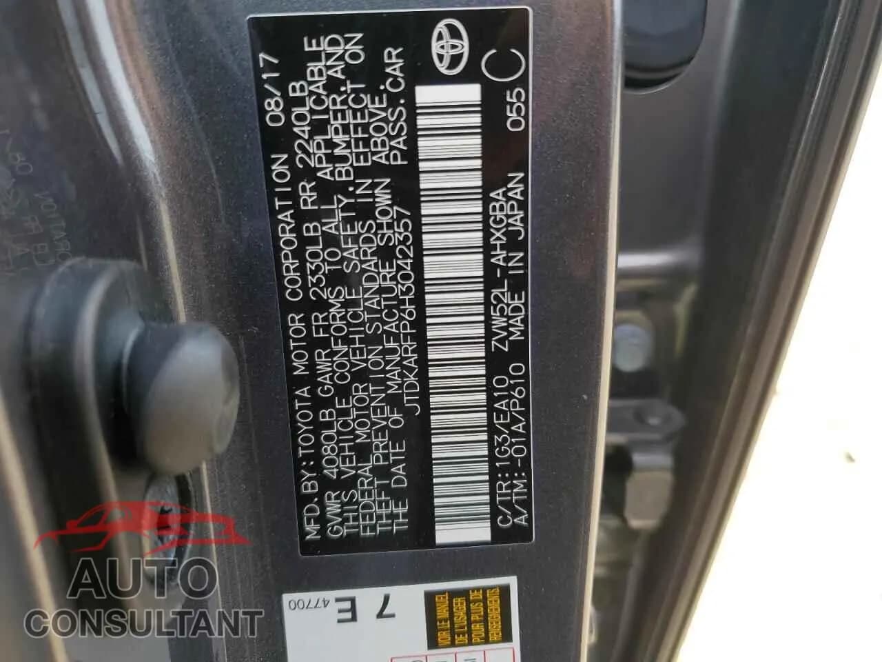 2017 TOYOTA PRIUS Damaged VIN JTDKARFP6H3042357 – photo 12 2017 TOYOTA PRIUS Damaged VIN JTDKARFP6H3042357 – photo 12