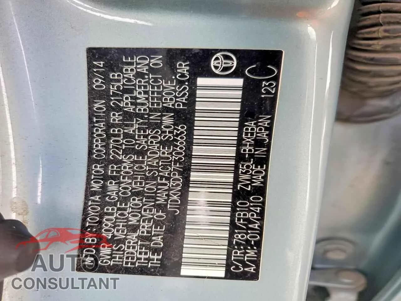 2015 TOYOTA PRIUS Damaged VIN JTDKN3DP7F3066636 – photo 13 2015 TOYOTA PRIUS Damaged VIN JTDKN3DP7F3066636 – photo 13