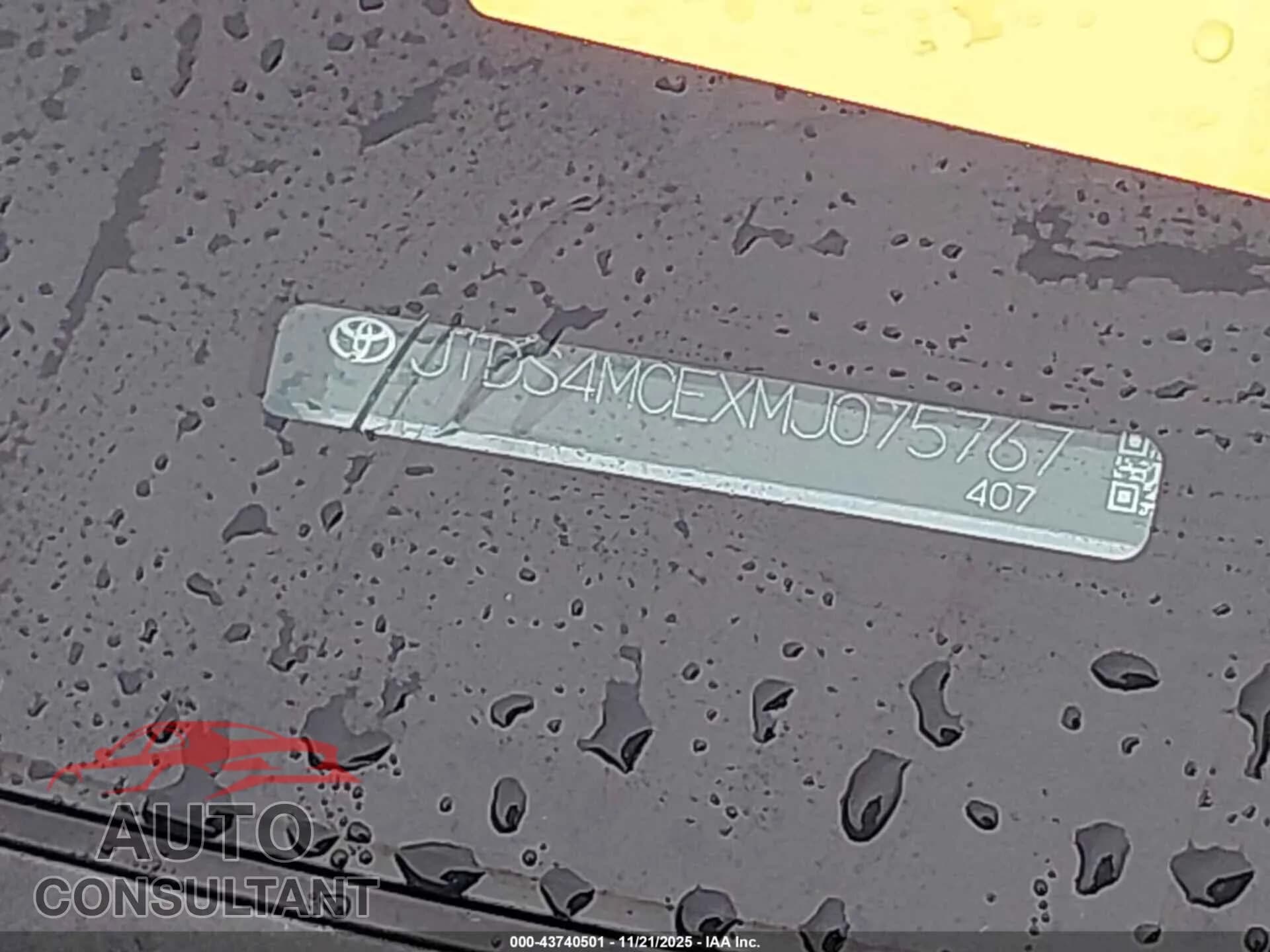 2021 TOYOTA COROLLA Damaged VIN JTDS4MCEXMJ075767 – trunk area 2021 TOYOTA COROLLA Damaged VIN JTDS4MCEXMJ075767 – trunk area