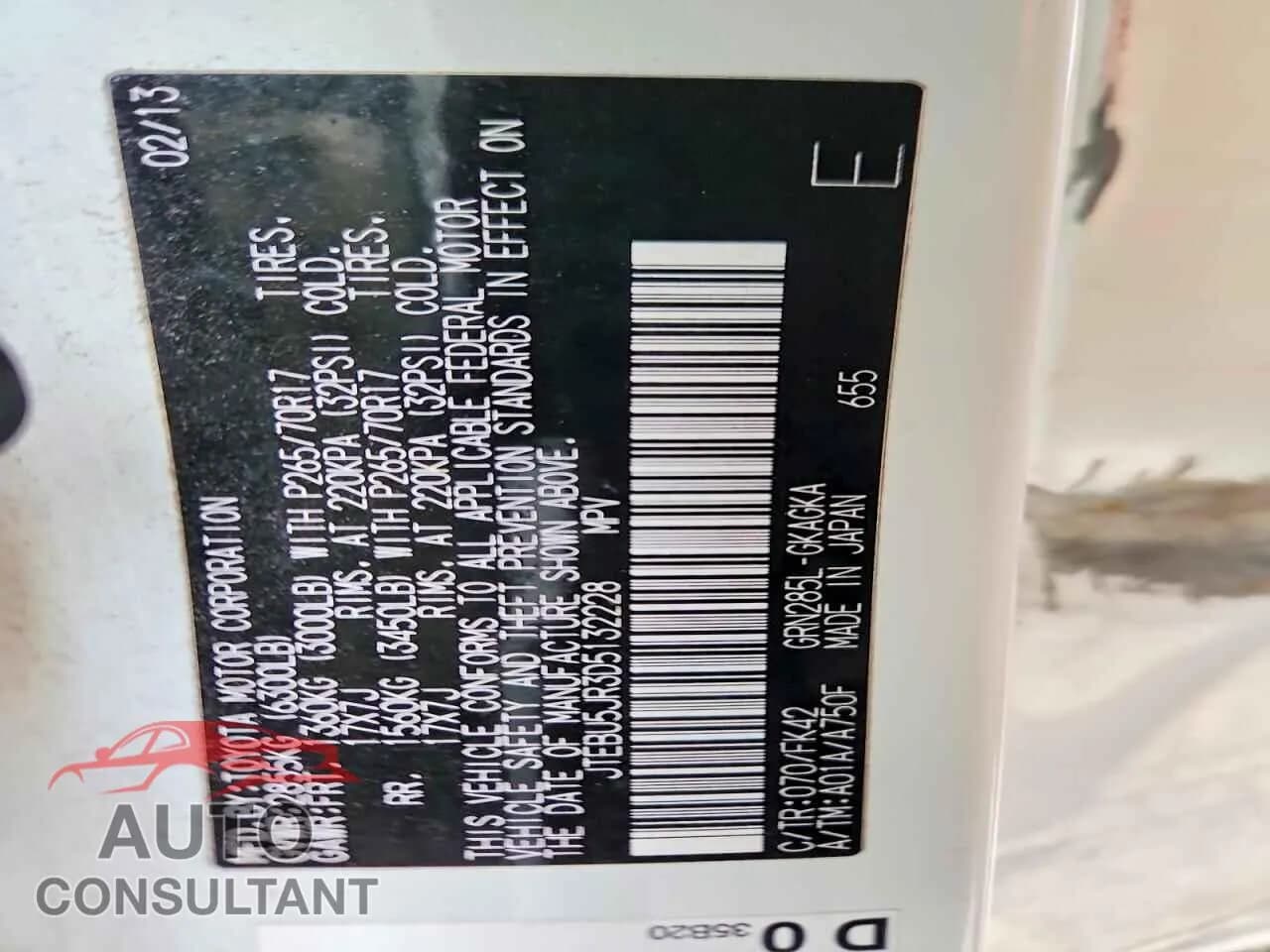 2013 TOYOTA 4RUNNER Damaged VIN JTEBU5JR3D5132228 – photo 14 2013 TOYOTA 4RUNNER Damaged VIN JTEBU5JR3D5132228 – photo 14