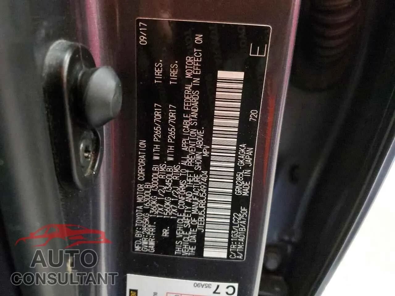 2018 TOYOTA 4RUNNER Damaged VIN JTEBU5JR8J5497404 – photo 13 2018 TOYOTA 4RUNNER Damaged VIN JTEBU5JR8J5497404 – photo 13