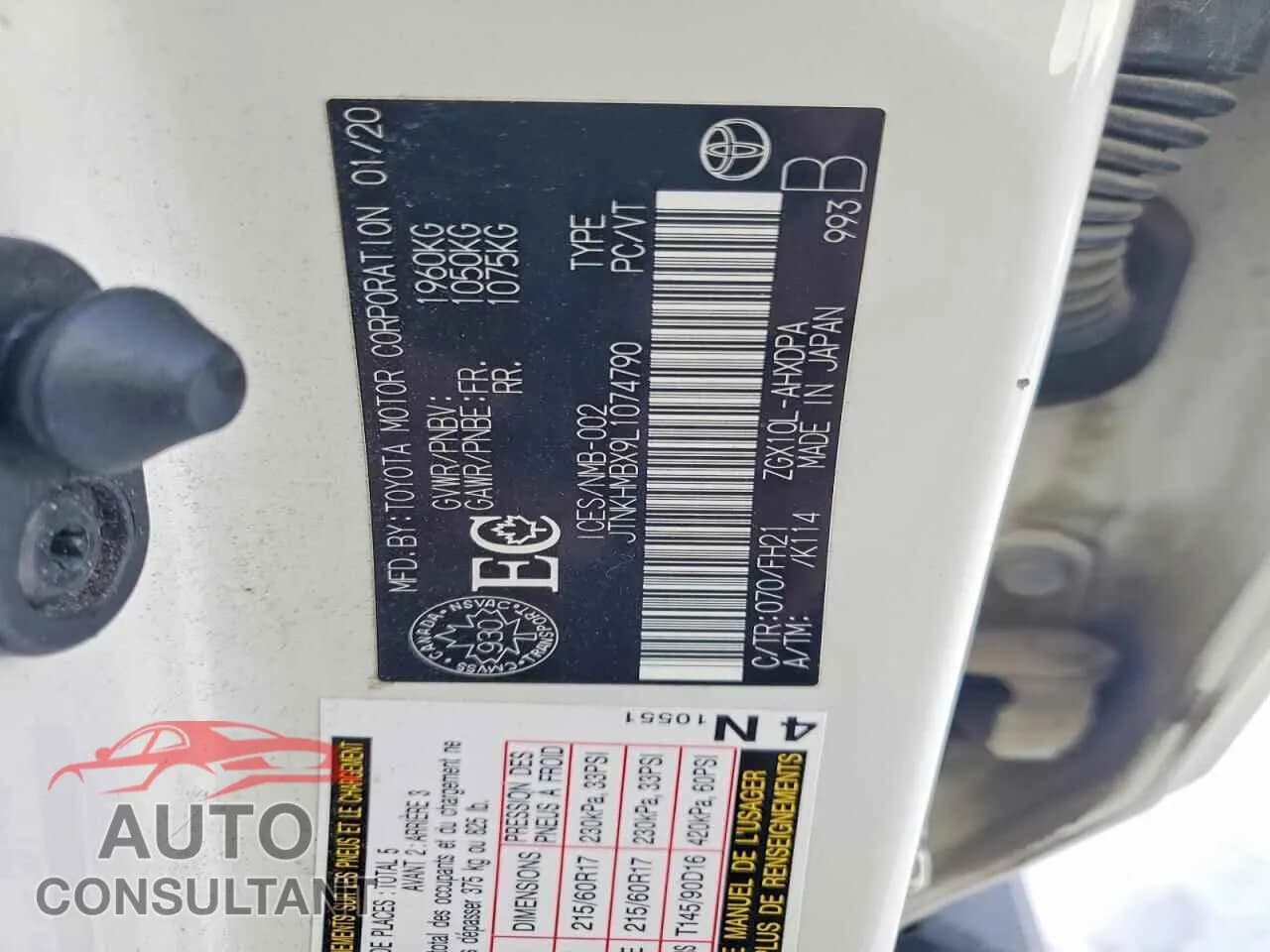 2020 TOYOTA C-HR Damaged VIN JTNKHMBX9L1074790 – photo 13 2020 TOYOTA C-HR Damaged VIN JTNKHMBX9L1074790 – photo 13