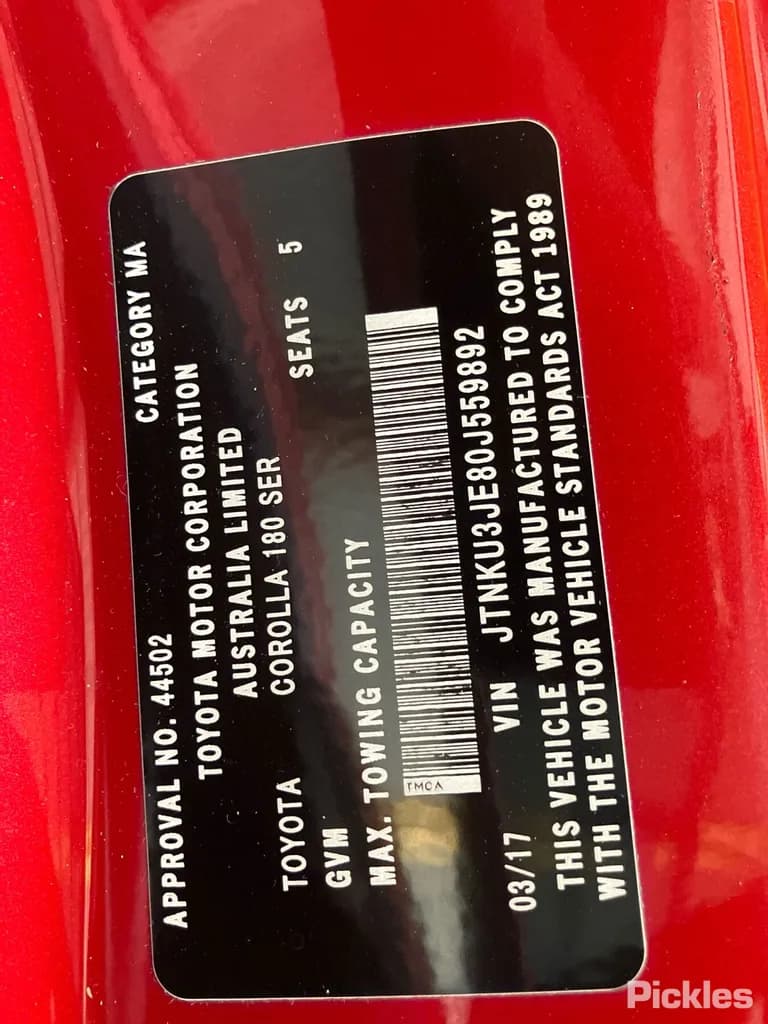 2017 Toyota Corolla Used VIN JTNKU3JE80J559892 – dashboard 2017 Toyota Corolla Used VIN JTNKU3JE80J559892 – dashboard