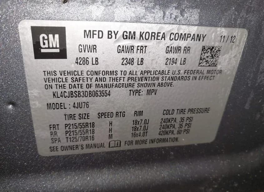 2013 BUICK ENCORE Used VIN KL4CJBSB3DB063554 – undercarriage 2013 BUICK ENCORE Used VIN KL4CJBSB3DB063554 – undercarriage