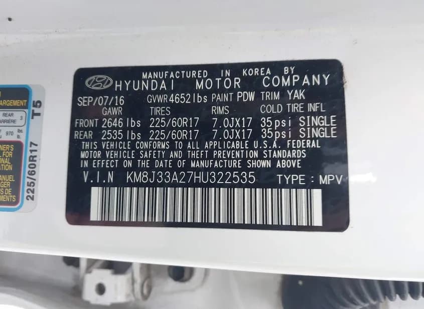 2017 HYUNDAI Tucson Used VIN KM8J33A27HU322535 – engine bay 2017 HYUNDAI Tucson Used VIN KM8J33A27HU322535 – engine bay