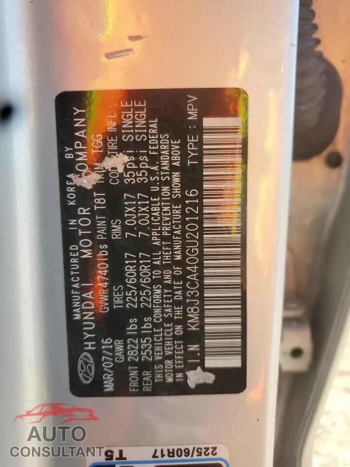 2016 HYUNDAI TUCSON Damaged VIN KM8J3CA40GU201216 – photo 12 2016 HYUNDAI TUCSON Damaged VIN KM8J3CA40GU201216 – photo 12
