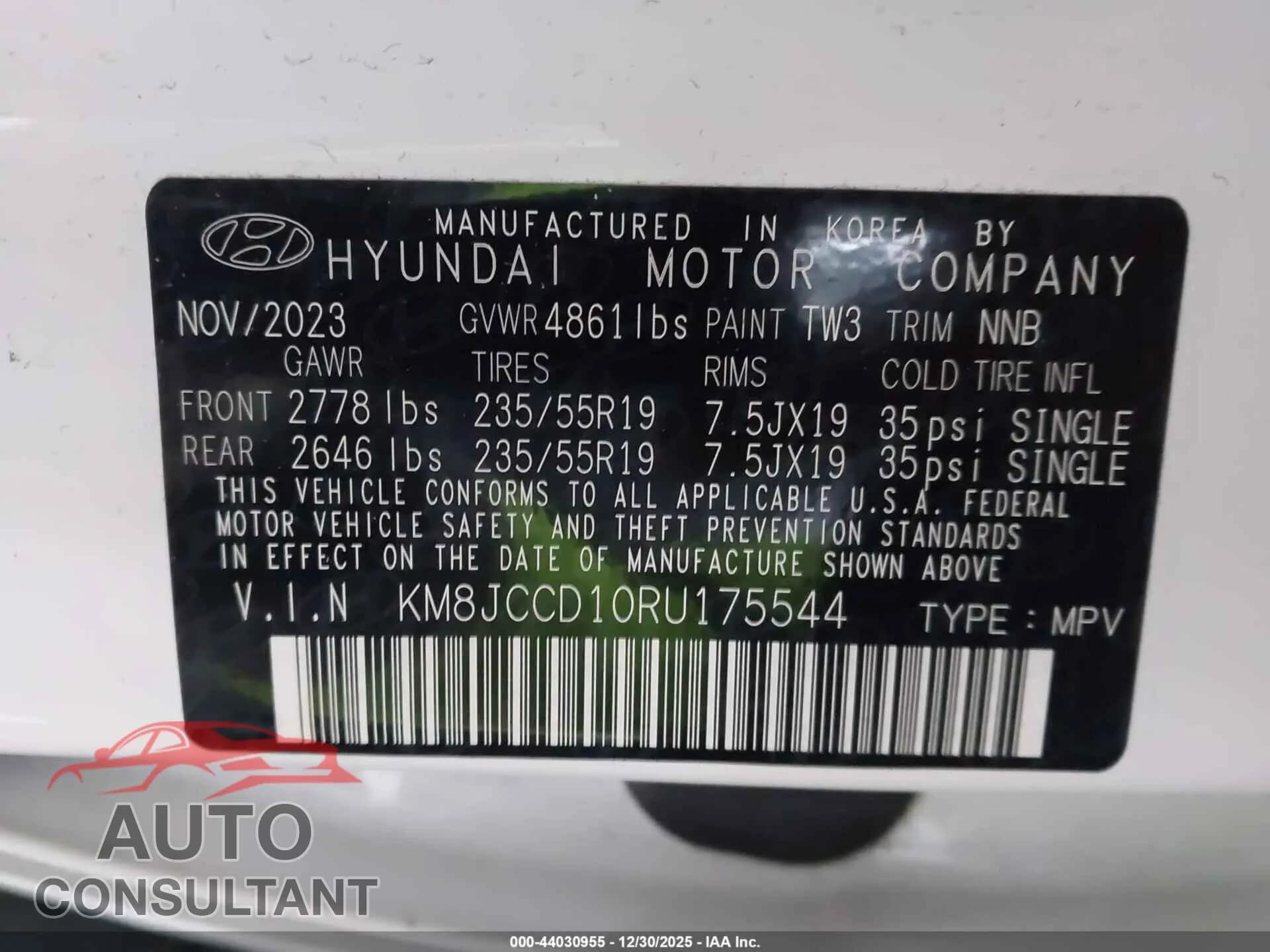 2024 HYUNDAI TUCSON HYBRID Damaged VIN KM8JCCD10RU175544 – trunk area 2024 HYUNDAI TUCSON HYBRID Damaged VIN KM8JCCD10RU175544 – trunk area