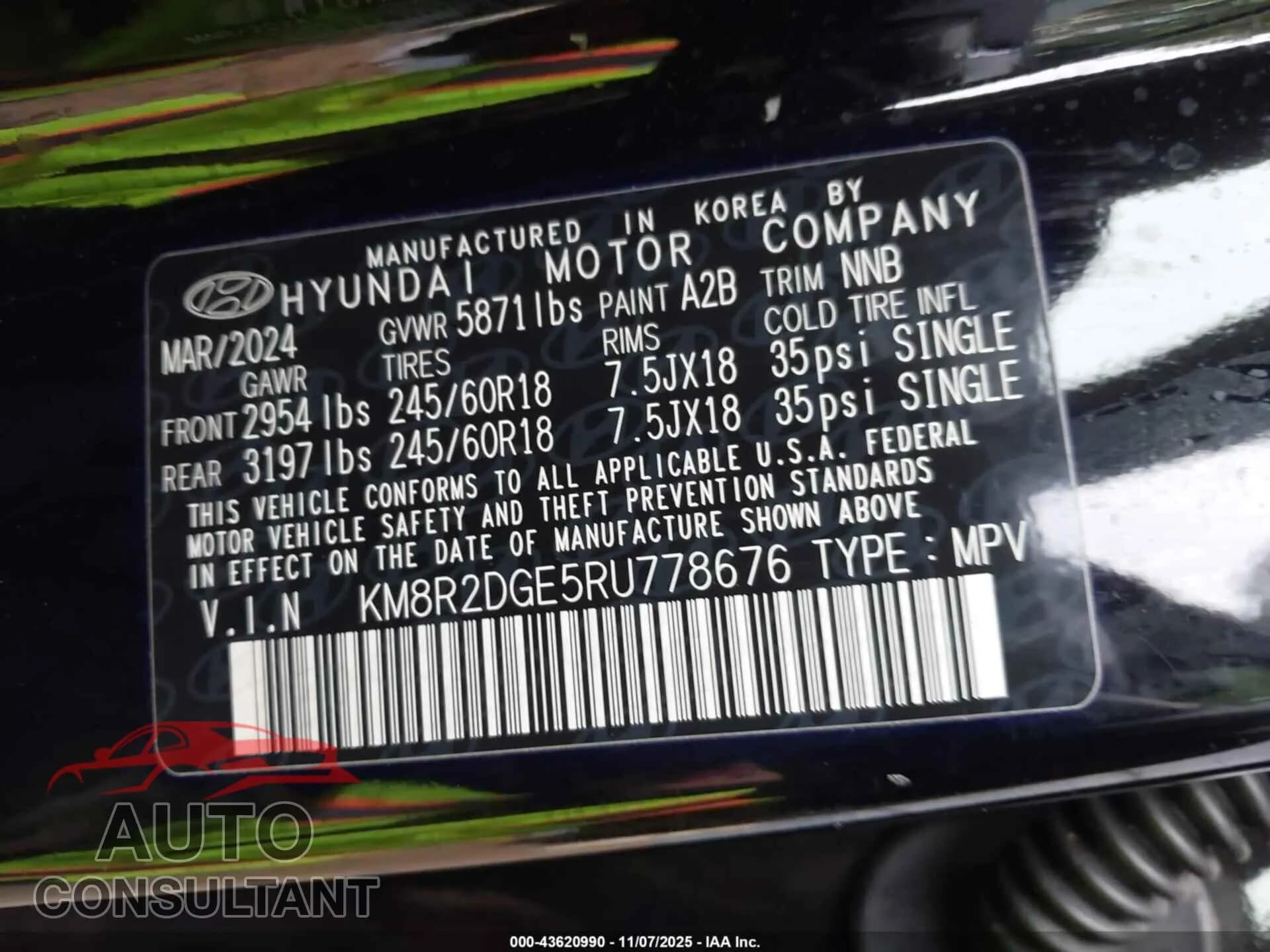 2024 HYUNDAI PALISADE Damaged VIN KM8R2DGE5RU778676 – trunk area 2024 HYUNDAI PALISADE Damaged VIN KM8R2DGE5RU778676 – trunk area