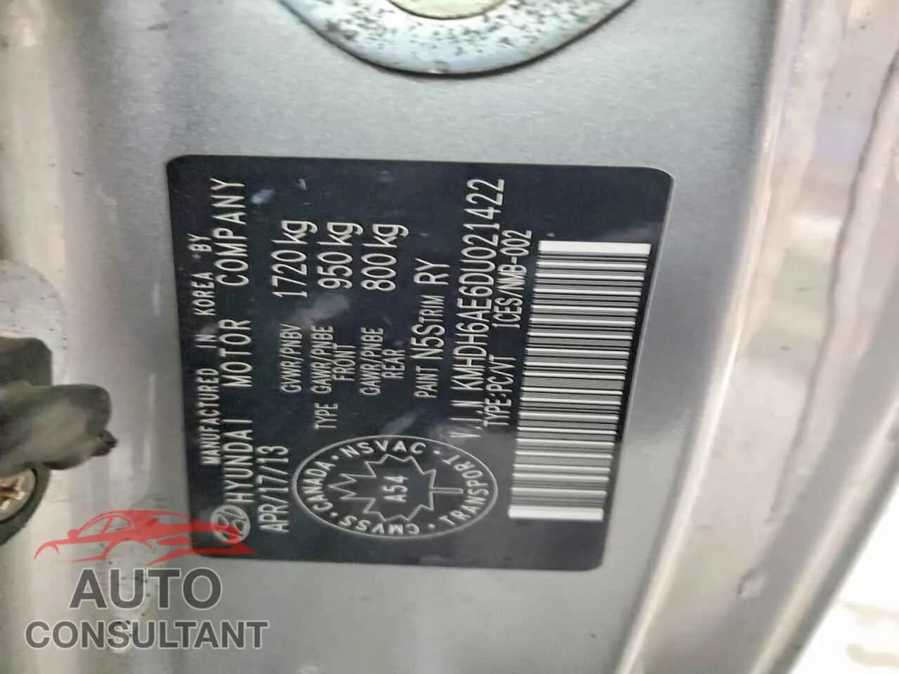 2013 HYUNDAI ELANTRA Damaged VIN KMHDH6AE6DU021422 – photo 13 2013 HYUNDAI ELANTRA Damaged VIN KMHDH6AE6DU021422 – photo 13