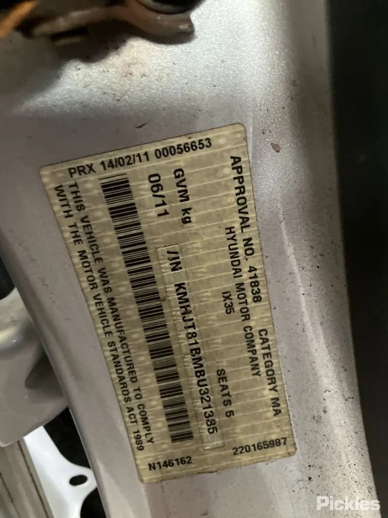 2011 Hyundai ix35 Used VIN KMHJT81BMBU321385 – odometer reading 2011 Hyundai ix35 Used VIN KMHJT81BMBU321385 – odometer reading