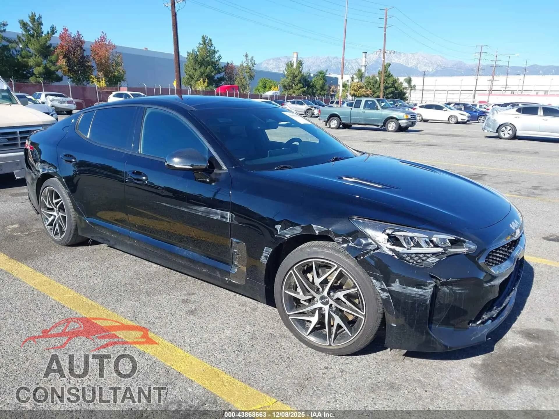 2023 KIA STINGER Damaged VIN KNAE35LD0P6123486 – front exterior 2023 KIA STINGER Damaged VIN KNAE35LD0P6123486 – front exterior
