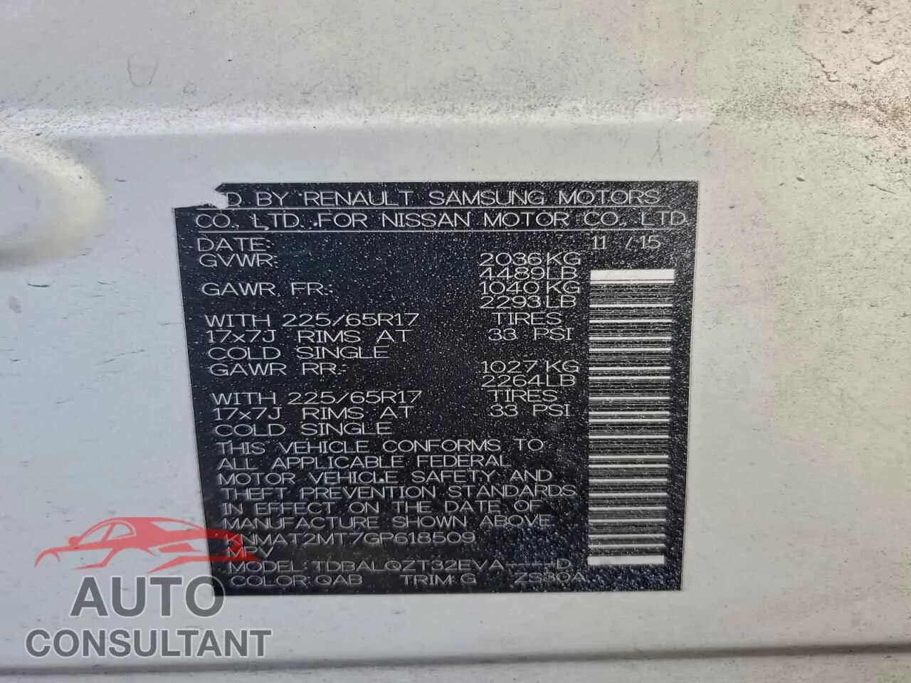 2016 NISSAN ROGUE Damaged VIN KNMAT2MT7GP618509 – photo 12 2016 NISSAN ROGUE Damaged VIN KNMAT2MT7GP618509 – photo 12