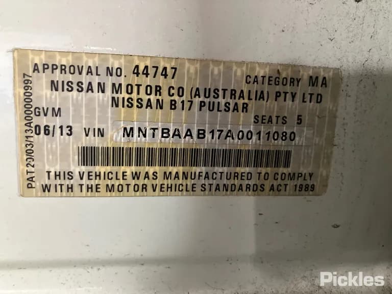 2013 Nissan Pulsar Used VIN MNTBAAB17A0011080 – exterior detail 2013 Nissan Pulsar Used VIN MNTBAAB17A0011080 – exterior detail
