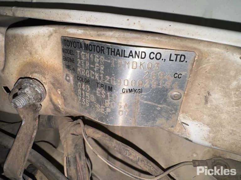 2007 Toyota Hilux Used VIN MR0CX12G900029104 – undercarriage 2007 Toyota Hilux Used VIN MR0CX12G900029104 – undercarriage