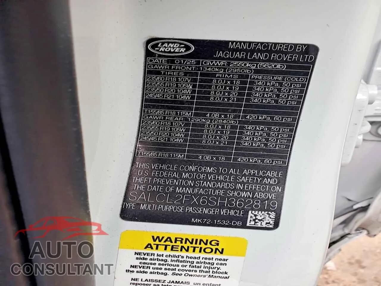 2025 LAND ROVER DISCOVERY Damaged VIN SALCL2FX6SH362819 – photo 12 2025 LAND ROVER DISCOVERY Damaged VIN SALCL2FX6SH362819 – photo 12