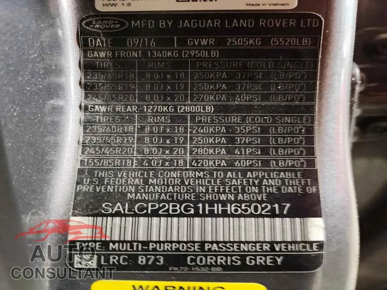 2017 LAND ROVER DISCOVERY Damaged VIN SALCP2BG1HH650217 – photo 12 2017 LAND ROVER DISCOVERY Damaged VIN SALCP2BG1HH650217 – photo 12