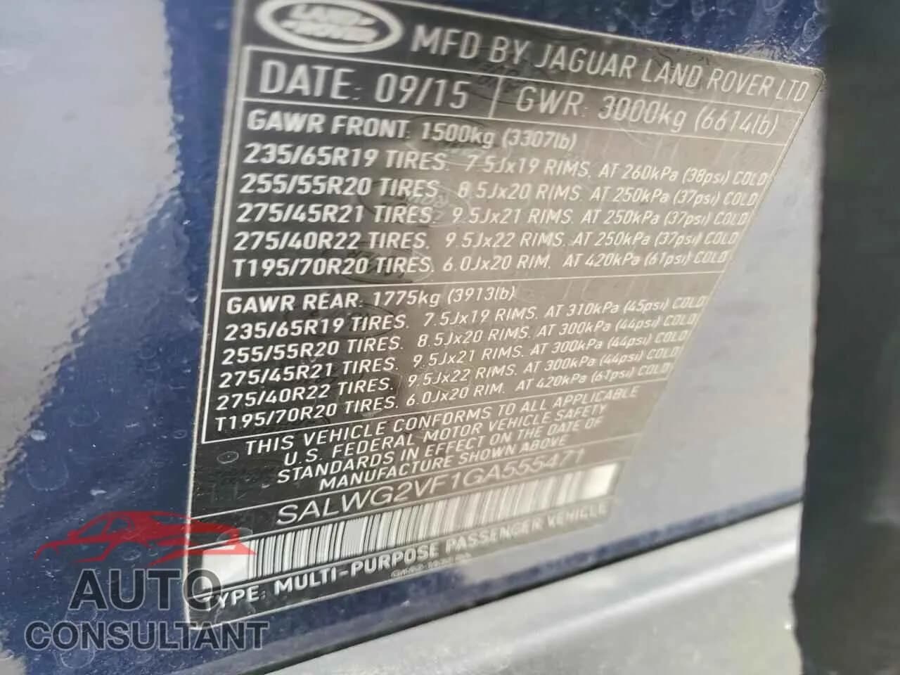 2016 LAND ROVER RANGEROVER Damaged VIN SALWG2VF1GA555471 – photo 12 2016 LAND ROVER RANGEROVER Damaged VIN SALWG2VF1GA555471 – photo 12