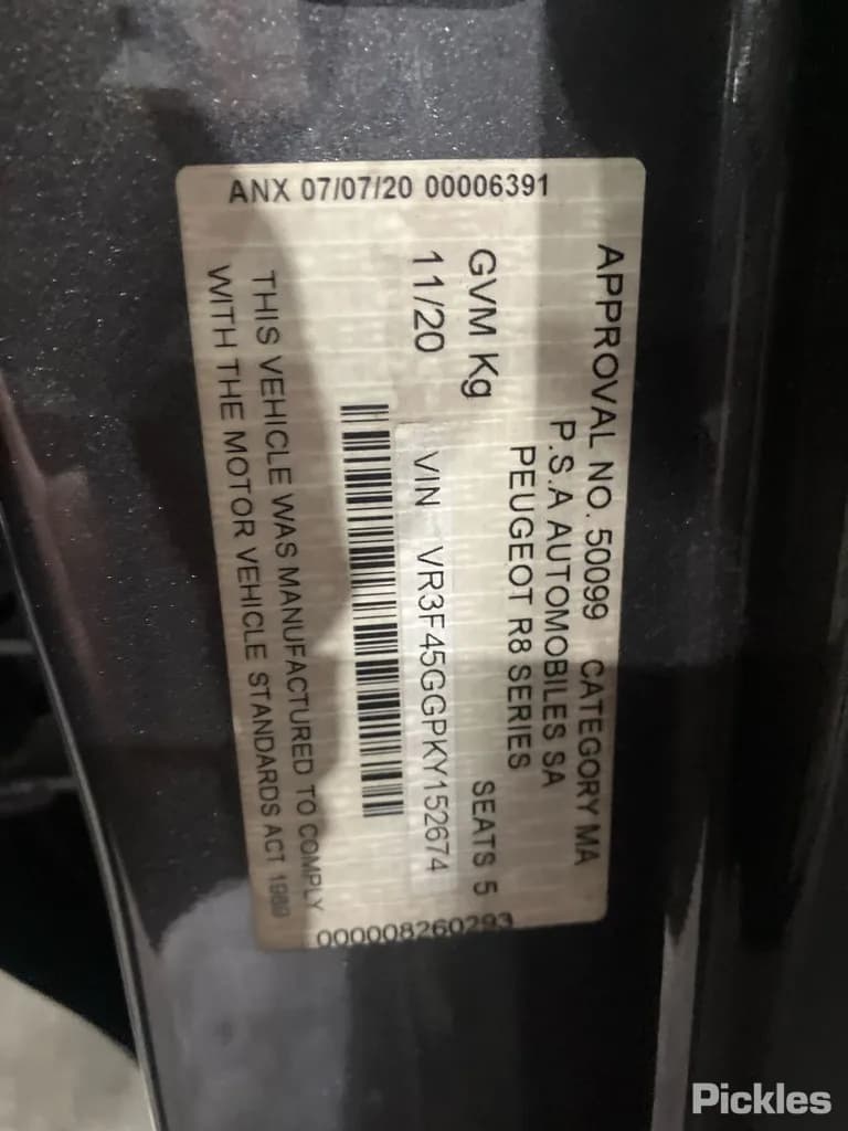 2020 Peugeot 508 Used VIN VR3F45GGPKY152674 – dashboard 2020 Peugeot 508 Used VIN VR3F45GGPKY152674 – dashboard