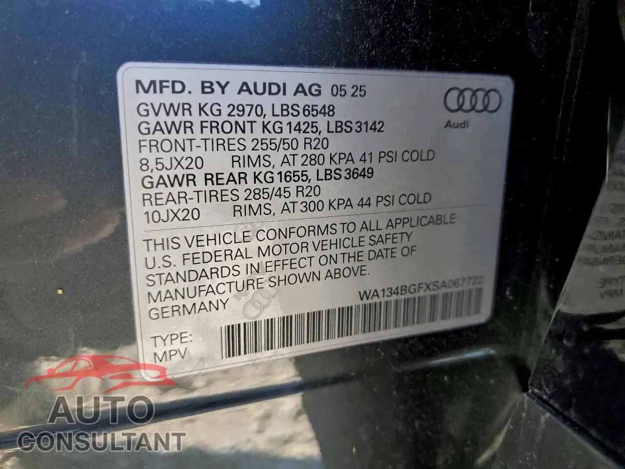 2025 AUDI Q6 E-TRON Damaged VIN WA134BGFXSA067722 – photo 14 2025 AUDI Q6 E-TRON Damaged VIN WA134BGFXSA067722 – photo 14