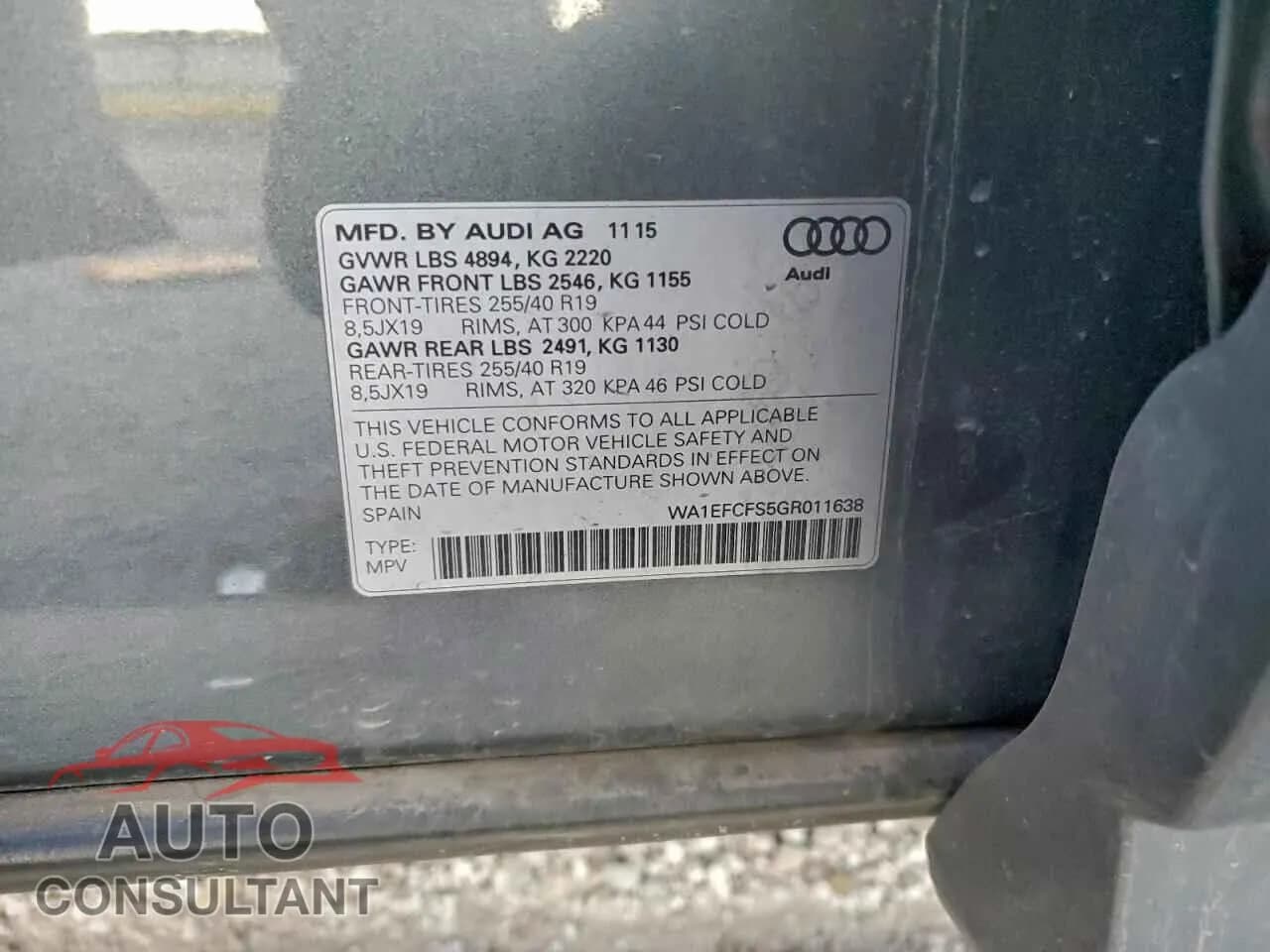 2016 AUDI Q3 Damaged VIN WA1EFCFS5GR011638 – photo 13 2016 AUDI Q3 Damaged VIN WA1EFCFS5GR011638 – photo 13