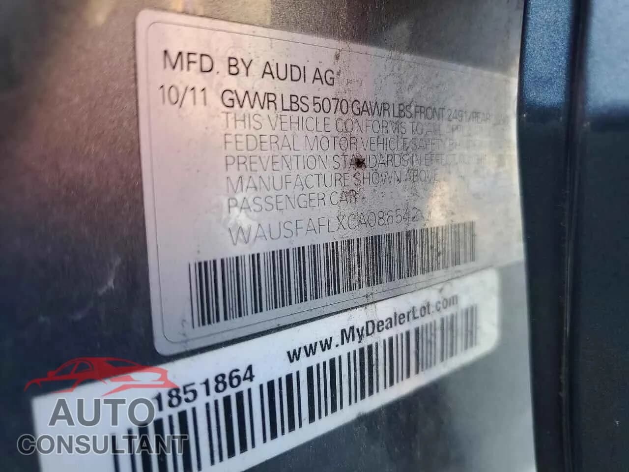 2012 AUDI A4 Damaged VIN WAUSFAFLXCA086542 – photo 12 2012 AUDI A4 Damaged VIN WAUSFAFLXCA086542 – photo 12