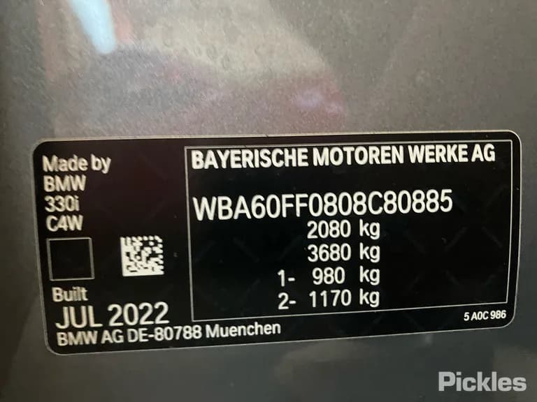 2022 BMW 3 Series Used VIN WBA60FF0808C80885 – odometer reading 2022 BMW 3 Series Used VIN WBA60FF0808C80885 – odometer reading