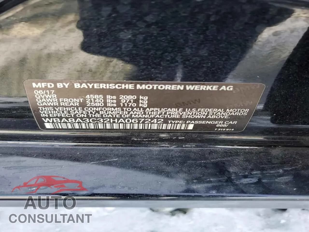 2017 BMW 3 SERIES Damaged VIN WBA8A3C32HA067242 – photo 12 2017 BMW 3 SERIES Damaged VIN WBA8A3C32HA067242 – photo 12