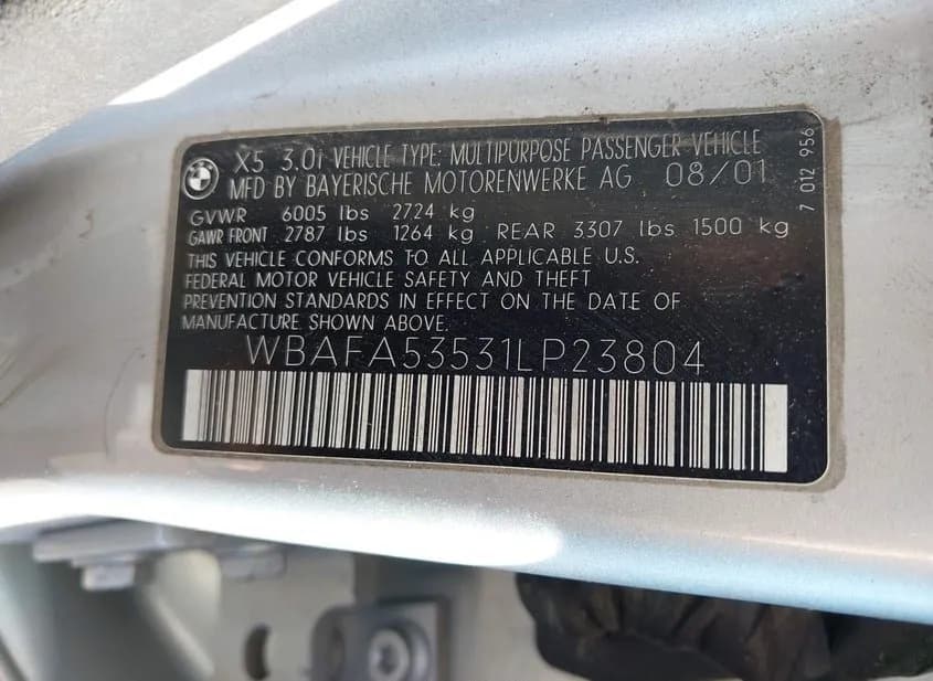 2001 BMW X5 Used VIN WBAFA53531LP23804 – interior seats 2001 BMW X5 Used VIN WBAFA53531LP23804 – interior seats