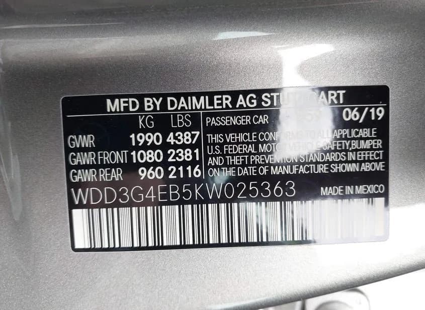 2019 MERCEDES-BENZ A-Class Used VIN WDD3G4EB5KW025363 – odometer reading 2019 MERCEDES-BENZ A-Class Used VIN WDD3G4EB5KW025363 – odometer reading